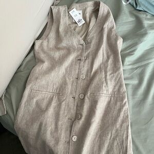 Abercrombie & Fitch linen beige mini button up dress small
